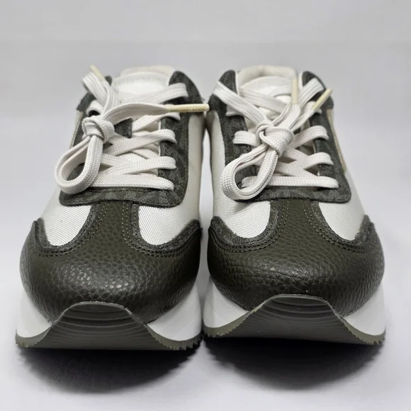Michael Kors Women's Trainer Lace Up Sneakers Green White Size 8.5M New